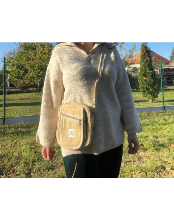 Ethno kabelka z konope - žlto biela